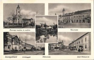 1942 Szentgotthárd, Apátsági templom és rendház, utcarészlet, dohánygyár, Rábarészlet, Széll Kálmán tér