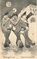 Heuer gehn ma / Quest anno andiamo / K.u.K. Kriegsmarine Matrose / Austro-Hungarian Navy mariner humour art postcard, drunk mariners. G. Fano, Pola 1908. s: Ed. Dworak (fl)