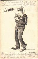 Wenn die Bora saust / Quando soffia la bora / K.u.K. Kriegsmarine Matrose / Austro-Hungarian Navy mariner humour art postcard. G. Fano, Pola 1910-11. 1636. s: Ed. Dworak (EK)