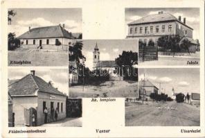Vaszar, Községháza, iskola, római katolikus templom, Földmívesszövetkezet, utcarészlet (gyűrődés / crease)
