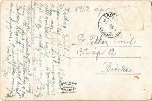 1952 Kőtelek, Látkép, Hitelszövetkezet, kántorlak, katolikus kör, utcarészlet a templommal (ragasztó...