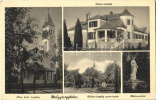 1940 Medgyesegyháza, Római katolikus templom, Telbisz-kastély, parkrészlet, Mária-szobor