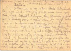 1940 Székely György zsidó 201/19. II. KMSZ (közérdekű munkaszolgálatos) levele feleségének Székely G...