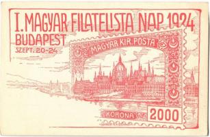 1924 Budapest, I. Magyar Filatelista Nap, Országház, Parlament / 1st Hungarian Philatelist Day s: Lehnert (EK)