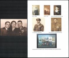 cca 1940 Magyar kir. Folyamőrség altiszt és családja fotólap 10 kitüntetéssel + kapcsolódó összeállítás nyomaton