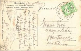 1912  Beresztelke, Bretzdorf, Breaza; Az 1912. május 13-iki ciklon által szétrombolt parkrészlet és ...