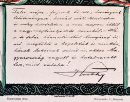 1919 Emléklap Horthy Miklós (1868-1957) kormányzó Budapestre való bevonulása alkalmából, 31,5×23,5 c...
