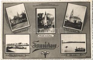 1936 Tiszavárkony, Római katolikus templom, Hősök emléke, református templom, hajóállomás, komp