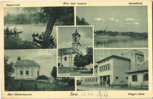 1942 Ercsi, Szigetrészlet, római katolikus templom, strandfürdő, Báró Eötvös kápolna, polgári iskola (EK)