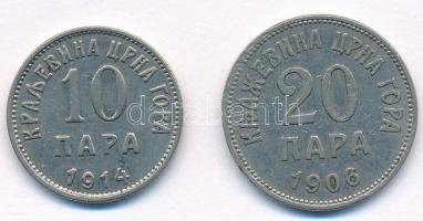 Montenegró 1906. 20p Ni + 1914. 10p Ni T:2 Montenegro 1906. 20 Para Ni + 1914. 10 Para Ni C:XF