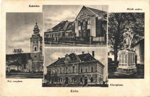 1940 Kaba, Kultúrház, Hősök szobra, emlékmű, Református templom, Községháza. Hangya Szövetkezet kiadása (EK)