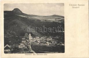 Bucsony, Bucium-sésa; (Bucsum) Bucsony-Sásza látképe templommal és Detonáta heggyel / general view of Bucium-Sasa with church, Detunata mountain (r)