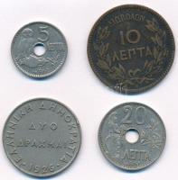 Görögország 1869-1926. 5l-2D (4xklf) T:2,2- Greece 1869-1926. 5 Lepta - 2 Drachmai (4xdiff) C:XF,VF