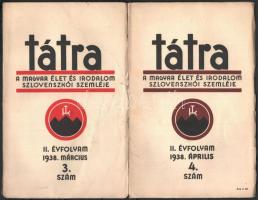 1938 A Tátra - a Magyar Élet és Irodalom Szlovenszkói Szemléje II. évfolyamának 1-4. száma