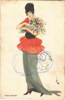 1917 Art Nouveau lady. B.K.W.I. 641-3. s: Mela Koehler (worn corners)