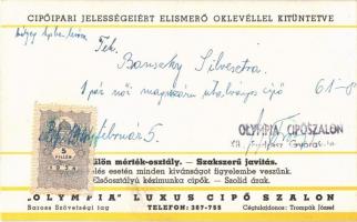 Olympia luxus cipő szalon. Budapest, Endresz György tér 6. / Hungarian luxury shoes shop advertiseme...