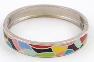 Zománcozott bizsu karperec, hozzá illő medállal, láncon, d: 6 cm, h: 44 cm