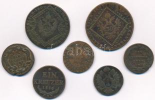 1762-1816. 7db klf magyar és osztrák verdejelű rézkrajcár, közte 1782B 1kr Cu "II. József"...