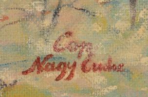 Nagy Csaba (?-): Szarvasbőgés. Olaj, farost, keretben, 54×77 cm