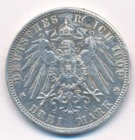 Német Államok / Poroszország 1909A 3M Ag "II. Vilmos" T:2,2- lyuk
German States / Prussia...