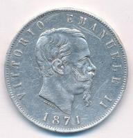 Olaszország 1871M BN 5L Ag "II. Viktor Emánuel" T:2,2- ph. Italy 1871M BN 5 Lire Ag "Vittorio Emanuele II" C:XF,VF edge error Krause KM#8.3