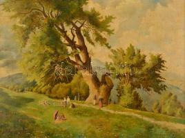 Hawlisch Gusztáv (?-?): Piknik (Keleti Gusztáv után). Olaj, vászon, keretben, 64×80 cm
