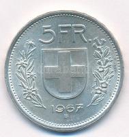 Svájc 1967B 5Fr Ag T:1- kis patina, kis ph.  Switzerland 1967B 5 Francs Ag C:AU small patina, small edge error Krause KM#40