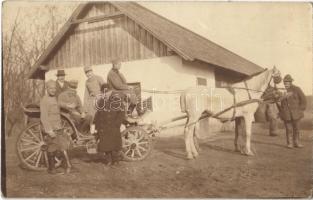 1916 Zalaegerszeg, katonák lovaskocsin a táborban. photo  (EK)