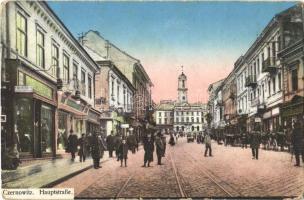 1915 Chernivtsi, Czernowitz, Cernauti, Csernyivci; Hauptstraße / main street, shop of Richter. Verlag v. Leon König (EK)