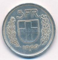 Svájc 1969B 5Fr Ag T:1- ujjlenyomat, kis ph.  Switzerland 1969B 5 Francs Ag C:AU fingerprint, small edge error Krause KM#40