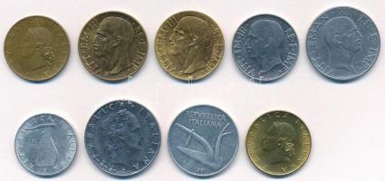 Olaszország 1939-1990. 10c-50L (9xklf) közte 1958. 20L Al-Br T:1-,2
Italy 1939-1990. 10 Centesimi -...