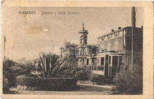 1922 Viareggio, Giardini, Viale Carducci / park, street view, tram - from postcard booklet (EK)