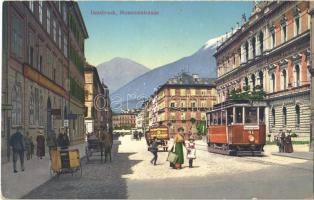 Innsbruck, Museumstrasse / street view, tram stop, shops. Wilhelm Stempfle