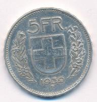 Svájc 1939B 5Fr Ag T:2 kis ph.  Switzerland 1939B 5 Francs Ag C:XF small edge error Krause KM#40