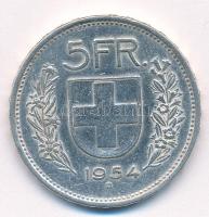 Svájc 1954B 5Fr Ag T:2 kis ph.  Switzerland 1954B 5 Francs Ag C:XF small edge error Krause KM#40