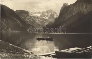 1930 Gosausee mit Dachstein / lake, mountains, boat