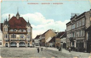 1913 Segesvár, Schässburg, Sighisoara; utca, Joh. Essigmann üzlete / street, shop (fa)