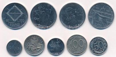 Olaszország 1974-1996. 50L-100L (9xklf) közte 4db emlékkiadás T:1,1- Italy 1974-1996. 50 Lire - 100 Lire (9xdiff) including 4pcs of commemorative issues C:UNC,AU