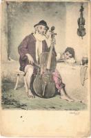 Cigány zenész / Gypsy musician, folklore, artist signed (fa)