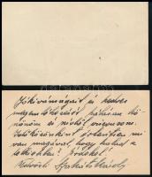 1941 Nemes Szakáts Károly tábori főlelkész, a Budai Királyi Palota udvari káplánjának 2 db névjegye,...