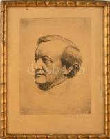 Werner E. A. Hoffmann (1881-1962): Richard Wagner. Rézkarc, papír, jelzett, üvegezett keretben, 23×16,5 cm