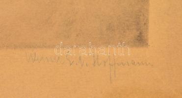 Werner E. A. Hoffmann (1881-1962): Richard Wagner. Rézkarc, papír, jelzett, üvegezett keretben, 23×1...