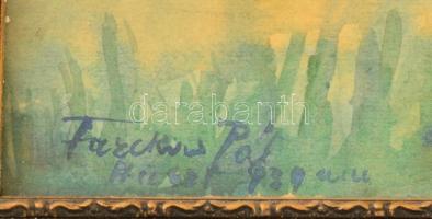 Farkas Pál (?-?): Huszt. Akvarell, papír, jelzett, üvegezett keretben, 28×35 cm