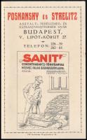 cca 1930 Posnansky és Strelitz Aszfalt-, Fedéllemez- és Kátrányvegyitermék Gyár (Budapest) árlapja kiváló állapotban