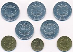 Andorra 2002. 1c-5c (8x) közte öt klf T:1-
Andorra 2002. 1 Centim - 5 Centims (8x) with five diff p...