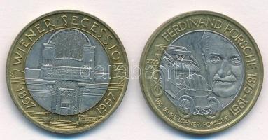 Ausztria 1997. 50Sch Bi "Bécsi Szecesszió 100. évfordulója" +  2000. 50Sch Bi "Porsche" T:1- Austria 1997. 50 Schilling Bi "100th Anniversary - Wiener Secession" + 2000. 50 Schilling Bi "Porsche" C:AU Krause KM#3044, KM#3070