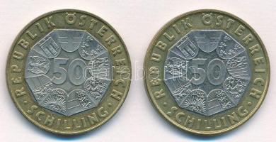 Ausztria 1997. 50Sch Bi "Bécsi Szecesszió 100. évfordulója" +  2000. 50Sch Bi "Porsch...