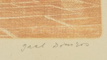 Gaál Domonkos (1940-2009): Hősök tere. Rézkarc, papír (gyűrődéssel), jelzett, üvegezett keretben, 21...