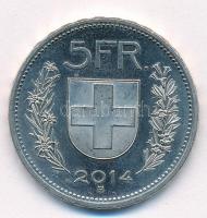 Svájc 2014B 5Fr Cu-Ni T:1- ujjlenyomat, kis ph.  Switzerland 2014B 5 Francs Cu-Ni C:AU fingerprint, small edge error