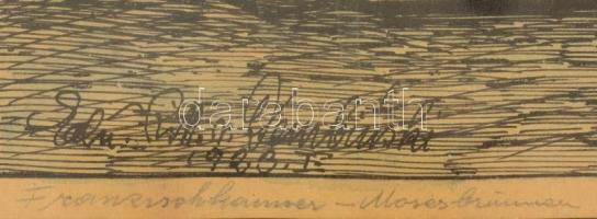 Dembinski jelzéssel: Tér szoborral. Tus-akvarell, papír, hibás üvegezett keretben, 31×20 cm